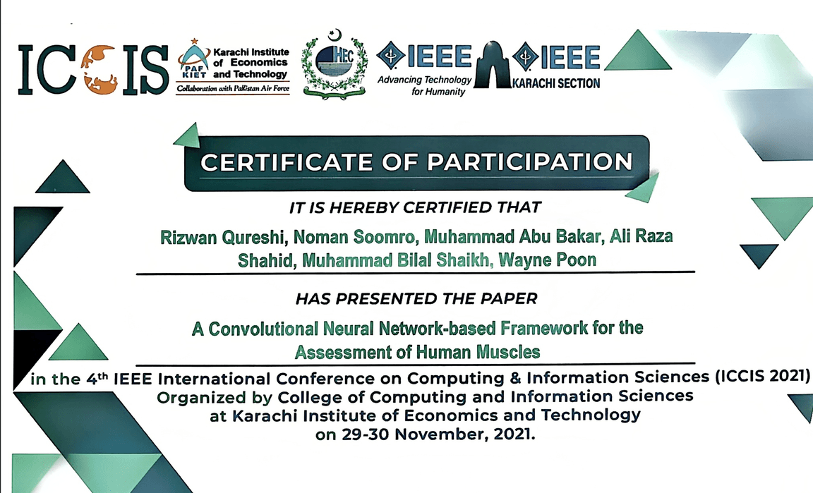 IEEE ICCIS 2021 Paper Presentation Certificate